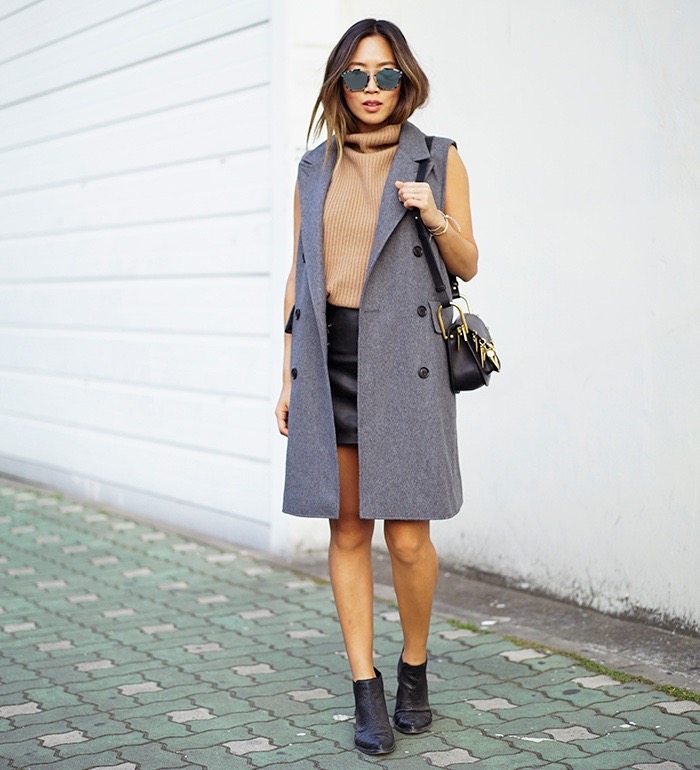 aimee_song_of_style_grey_sleeveless_coat_turtleneck_sweater_leather_skirt